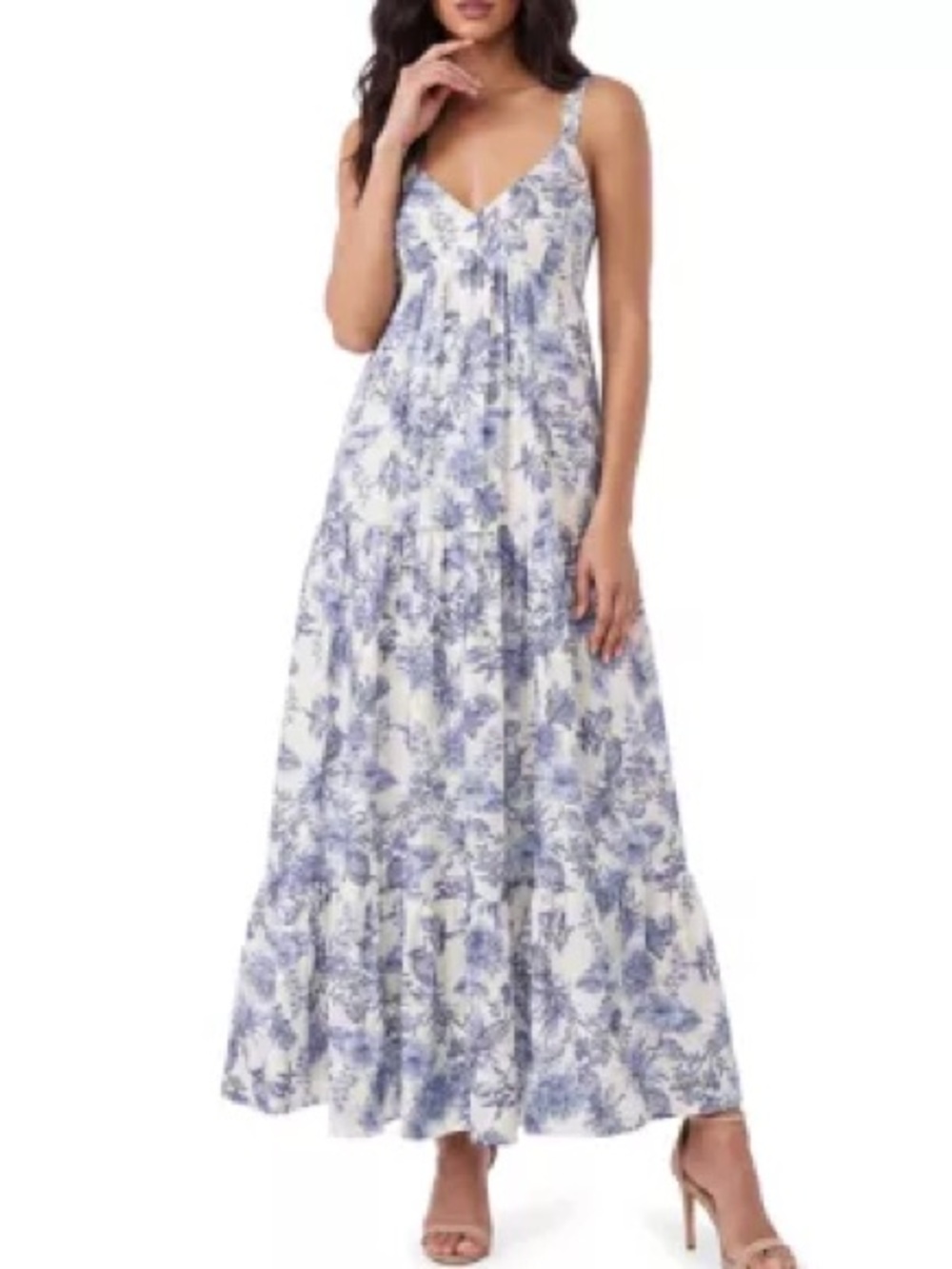 Taylor V Neck Floral Printed Lace Dress